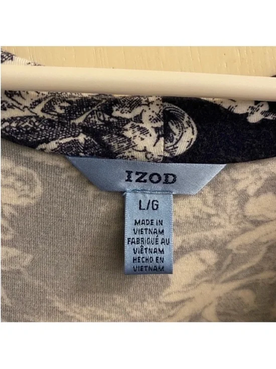 Cowl Neck Floral Top - Navy & White- sz Large - Picture 3 of 4